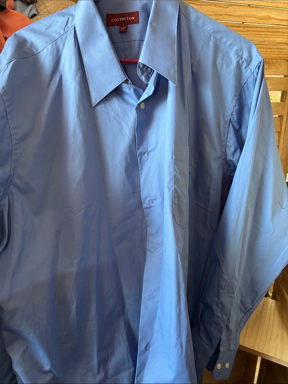 Covington Solid Blue Men's Dress Shirt 17 17 1/2 34/35